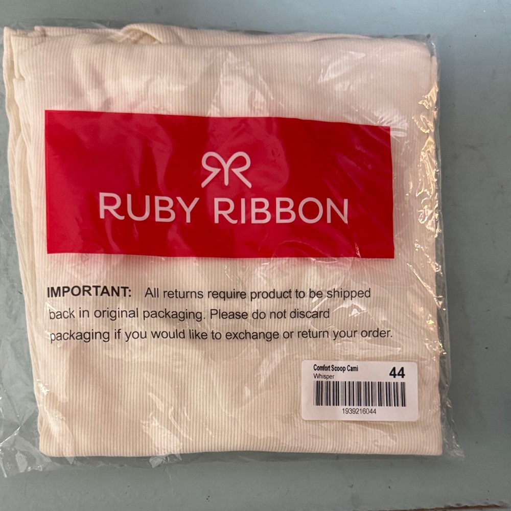 🆕 Ruby Ribbon Whisper Comfort Scoop Cami Size 44 new in bag bra replacement